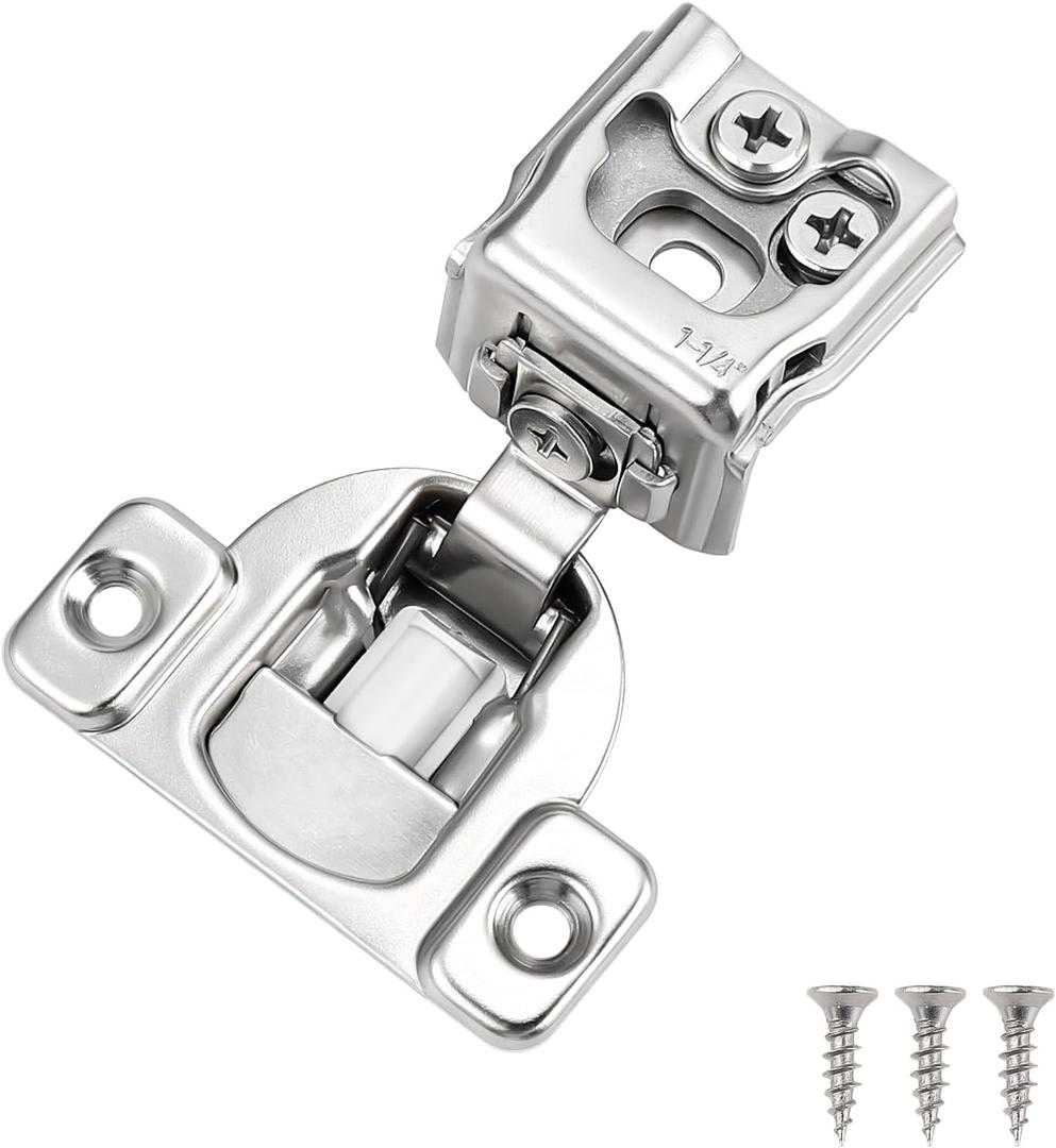 Probrico 2 Pack 1 Pair 1-1/4 inch Overlay Soft Close Cabinet Hinges Hidden Door Hinge for Kitchen Cabinet Hinges Concealed Self Closing Face Frame, 105 Degree Opening Angel