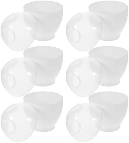 6pcs Microwave Egg Cooker Egg Steamed Cups Holder Oven Egg Steamer Omlette Maker for Instant Breakfast Home Kitchen Tools White