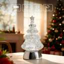 Christmas Snow Globe, Water Glitters LED Lighted Snow Globes Christmas Tree Tabletop Decor - Silver