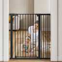 COMOMY 42" Extra Tall Baby Gate for Stairs Doorways, Fits Openings 29.5" to 40.6" Wide, Auto Close Sturdy Safety Dog Gate for House, Pressure Mounted Easy Walk Through Pet Gate with Door, Black
