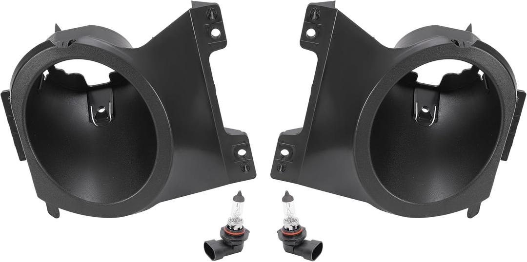 HECASA Fog Light Bezel W/H10 Bulbs Compatible with 2009-2014 Ford F-150 Replacement for FO2602100 FO2603100 Bumper Driving Fog Lamps Cover Black Trim