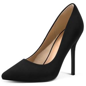 Mysoft Women's High Heels Pumps Closed Pointed Toe Stiletto 4IN Heels Dress Wedding Shoes Black Nubuck 7 1/2