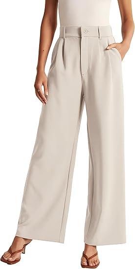 NOAHELLA Women's Work Pants Wide Leg Dress Pants High Waisted Casual Slacks Business Office Pants with Pockets M