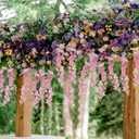 CISDUEO 2 Pcs Wisteria Hanging Flowers Wisteria Flowers Vine Garland Wedding Arch Decoration Pink Artificial Wisteria Vines Hanging Flower Vines Silk for Party Garden Home Table Backdrop 6 Feet