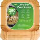 360 Pcs 8 Square Unbleached Heavy Duty Air Fryer Paper Liners Disposable, Non-Stick & Non-Leak Parchment Paper Liners for Airfryer Basket, Deep Fryer Parts & Accessories