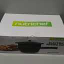 Nutrichef 4L Electric Frying Pan & 4L Steamer | Multifunctional Portable 1000W Non-Stick Pot for Cooking | Durable Heat Safe Handle | Touch Control Panel | Includes a Spatula | Black