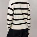 Verdusa Women's Striped Pullover Sweater Old Money Knit Tops Collared V Neck Jumpers Spring Fall Clothes (L)