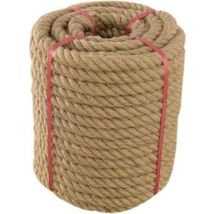 Jute Rope (1.5 in X 50 ft), 38mm Thick Twisted Manila Ropes, Natural Heavy Duty Hemp Rope for Swing Bed, Crafts, Railing, Tug of War, Landscaping, Garden, Bundling, Hammock, Home Decorating
