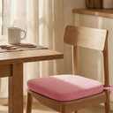 4 Pack Pink Chair Cushions with Ties Removable Covers, D-Shape Dining Kitchen Chair Seat Pads Non Slip 17"x16"