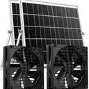 7 Inch 44W Solar Powered Two Fan Exhaust Vent Large Airflow for Outside Greenhouse Chicken Coop Shed Trailer, IPX7 Waterproof Brushless DC Motor 16.5 Ft On/Off Switch Cable