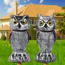 Fake Owl Decoy, Rotating Head Plastic Garden Owl Scarecrow for Garden Waterproof Owl Statue for Courtyard Orchard Doorway Roof Owl Decor 2 Pack