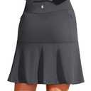 SANTINY 19" Golf Skorts Skirts for Women Zipper Pockets Knee Length Skort Women's High Waist Athletic Tennis Skirt M