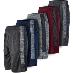 5 Pack: Men's Dry-Fit Sweat Resistant Active Athletic Performance Shorts (XX-Large)