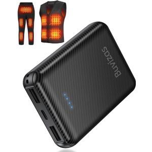 12000mAh Heated Vest Battery Pack, 5V 2A Power Bank for Heat Jacket, with Dual USB Battery Pack for Heated Vest, Compact Power Bank for Soleilwear, for KOVNLO, for Yolikeb, for TIDEWE(No 7.4V) (Black)