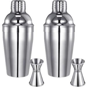 Umigy Cocktail Shaker Set Martini Shaker Bulk Stainless Steel Martini Mixer with Strainer and Double Measuring Jigger for Bar Party Home Use Bar(18 Oz/ 550 ml,2 Packs)
