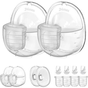 Two Full Sets Breast Pump Parts with 24mm Flange Compatible with Lansinoh Discreet Duo/NCVI/Nuliie/NICEGREEN Life/Zooawa S32 Breast Pump Replacement Parts,S32 Pump Parts,Extra Duckbill Valve&Diaphragm (2set-24mm Overall)