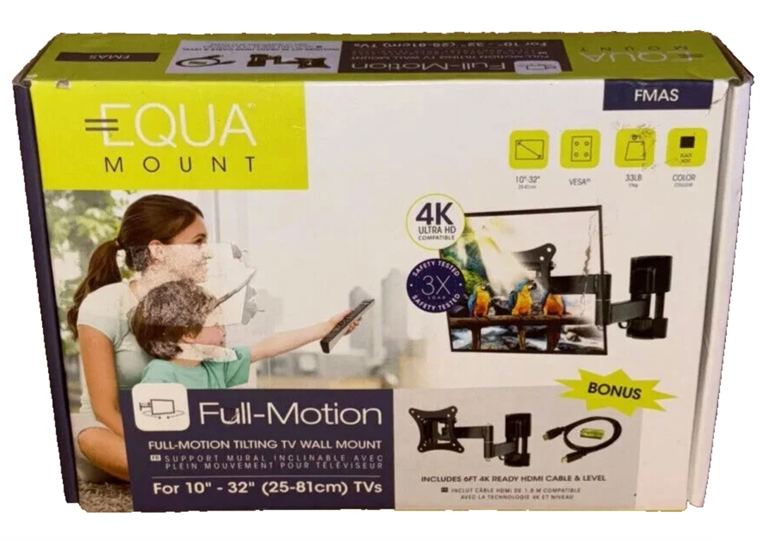 EQUA FULL MOTION TILTING TV WALL MOUNT BRACKET SWIVEL 10"-32" IN LED LCD NEW
