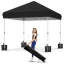 10x10 Pop Up Canopy Tent Outdoor Canopy with No Removable Sidewall One-Person Set Up Heavy Duty Commercial Instant Tent Shelter-Black