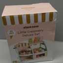 Giant bean Wooden Ice Cream Play Set, with Drop-Down Dispenser, Play Kitchen Accessories with Cones, Popsicles, Scoops, Play Money & Menu, Ice Cream Toy for Kids Ages 3+, Birthday