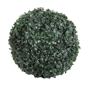 Boxwood Plant - 11in Faux Outdoor Topiary Pre-Lit with Solar LEDs - Artificial Boxwood Ball with Rechargeable Lights - Greenery Decor by Pure Garden