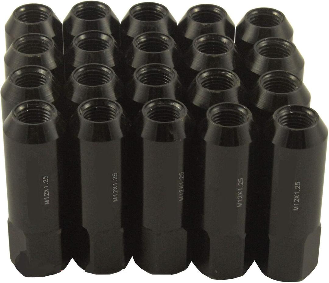 20pcs Black 60MM M12X1.25 Wheel Rim Lug Nuts for Nissan Infiniti Suzuki Subaru