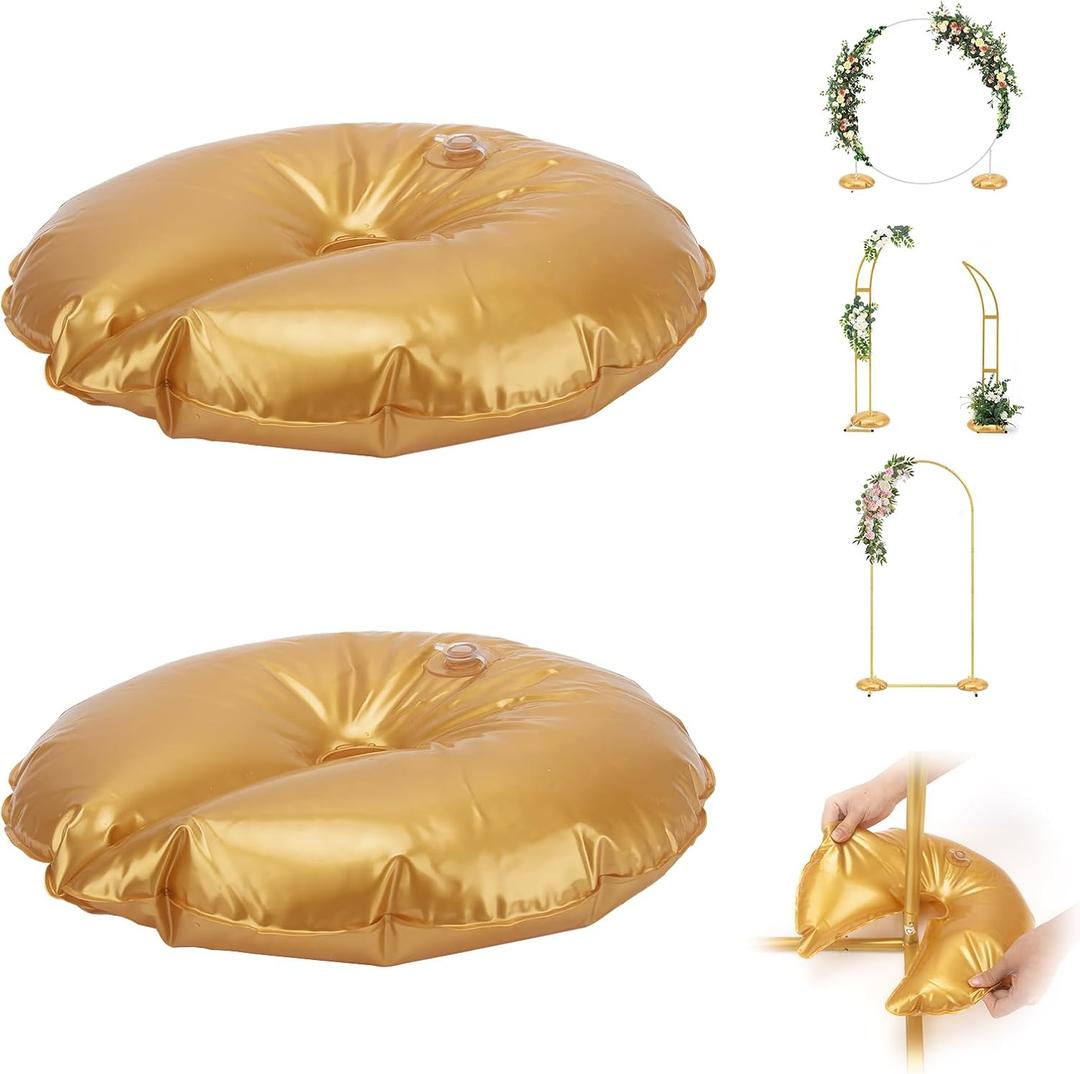 2 Pcs Golden Water Bag for Arch Stands Base, Heavy Weight Water Bag for Wedding Birthday Party Arch Backdrop Stand, Metal Arch Frame Base, Thickened Water Fillable Base