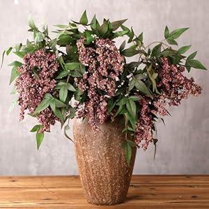 Zeyune 3 Pcs Artificial Dusty Plum Berry Stem 35 Inch Spring Faux Flowers Picks Branches Fake Realistic Sedum Stem Spray for Wedding Holiday Seasonal Farmhouse Mantel Harvest DIY Home Decorations