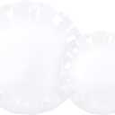LIYH 50 Pcs White Scalloped Plastic Plates Reusable - Unbreakable Plastic Plates for Weddings Party Outdoor Picnics Dishwasher Safe BPA Free (25Guests)