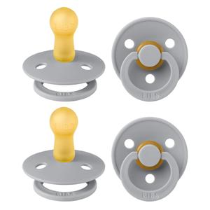BIBS Pacifiers - Colour 4-Pack | BPA Free Baby Pacifier | Round Nipple Binkies | Natural Rubber Latex Soother | Made in Denmark | Size 6-18 Months | Cloud
