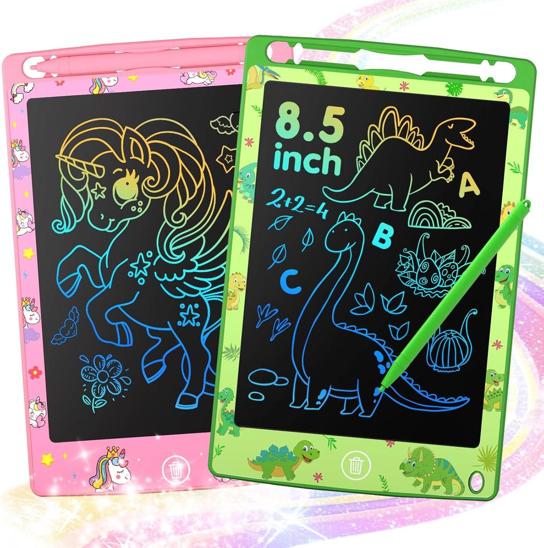 4 Pack LCD Writing Tablet for Kids, 8.5 Inch Colorful Doodle Board Drawing Tablet, Kids Travel Games Activity Learning Toys Birthday Gifts for 3 4 5 6 Year Old Boys Girls Toddlers Preschooler