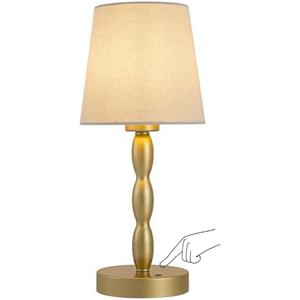 CASTLELIFE Portable Cordless Table Lamp, Touch Desk Lamp Rechargeable Battery Powered, 3-Level Brightness Stepless Dimmable Bedside Night Lamp, for Bedroom/Restaurant/Bars/Outdoor, Bulb Included, Gold