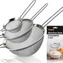 Anaeat Fine Mesh Strainers - Premium Stainless Steel Colander Sieve Sifters, with Durable Mesh and Sturdy Handle, Excellent for Sifting Dry ingredients, Flour, Pastas, Rice, Tea (2.8"+4.73"+7.09")