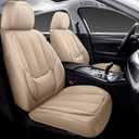 Coverado Car Seat Covers Full Set, Seat Covers for Cars, Beige Car Seat Covers Front Seats and Back Car Seat Protector Waterproof, Leather Car Seat Cushion Universal Fit for Most Cars