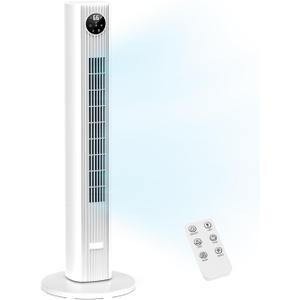 ZAFRO Tower Fan for Bedroom, 90 Oscillating Fan with 12H Timer, 37Standing Fans with Remote, Bladeless Fan with 4 Modes & 3 Speeds, White