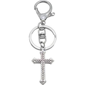 Cute Rhinestone Cross Keychainfor Women Men, Sparkling Christian Keyring Bag Charms for Handbags Totes & Backpacks