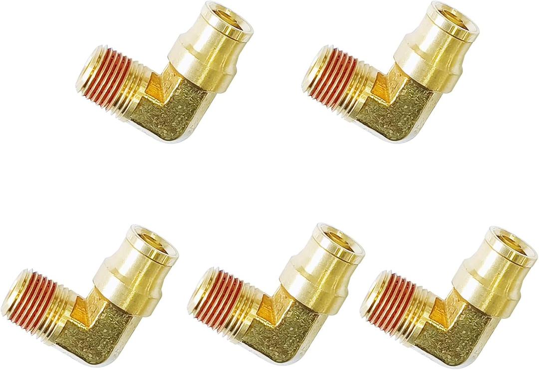 Push-to-Connect Pneumatic Fittings Set - 3/8" Tube OD x 1/8" NPT Male DOT Air Brake Line Fittings, 5pcs Brass Air Hose Quick Connect Fitting