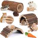 Sofier Hamster Toys Hamster Accessories for Cage Natural Guinea Pig Toys and Chews for Teeth Rat Toys Chinchilla Toys Wood Hideout Bridge Apple Wood Sticks