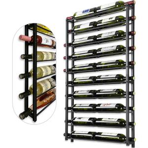 Wine Rack Wall Mounted - Heavy Duty 20Bottle Capacity Storage - 3.7 Inch Extra Wide Slots for Champagne & Magnum - Professional Grade for Wine Collectors - Rust-Resistant Matte Black Metal