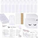 50pcs Lash Extension Cleaning Kit for Clients,10pcs Lash Brushes,10pcs Eyelash Cleaning Brush with Tubes,10pcs Lash Bottles,10pcs Eyelash Aftercare Bags,10pcs Lash Shampoo Label Stickers(White)