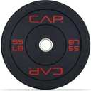 CAP Economy 55 lb Single Olympic Bumper Plate, Medium Bounce Rubber Weight Plate with Steel Hub, 2-Inch Olympic Barbell Compatible for Strength Training, Weightlifting & Home Gym Workouts
