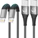 iPhone Charger [Apple MFi Certified] 2Pack 10FT Long Lightning Cable Fast Charging Nylon Braided iPhone Charger Cord USB Cable Compatible with iPhone 14 13 12 11 Pro Max XR XS X 8 7 6 Plus SE iPad (3M Gray)
