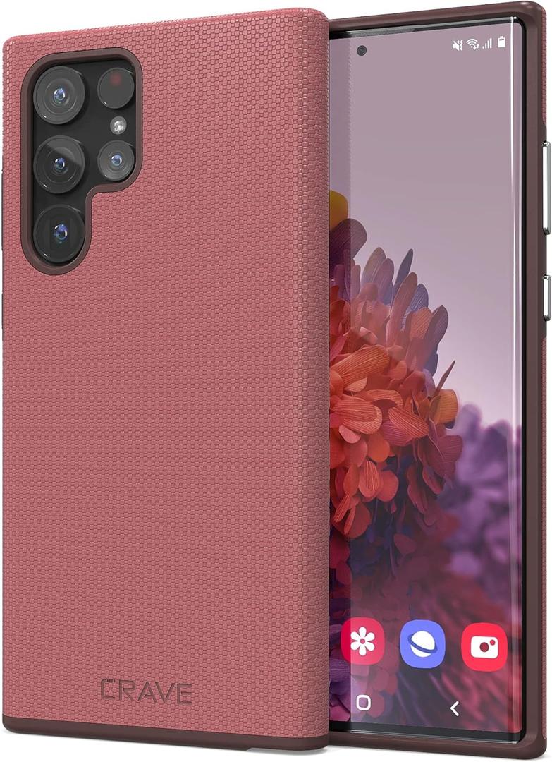 Crave Galaxy S22 Ultra Case, Shockproof Protection Dual Layer Case for Samsung Galaxy S22 Ultra 5G (6.8 inch) - Berry