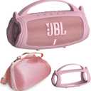 Silicone Cover and Hard Travel Case for JBL Charge 4 / Charge 5 Portable Bluetooth Speaker Accessories (Pink Case, NOT for Wi-Fi Version)
