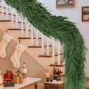 Artificial 9Ft Norfolk Pine Garlands, Real Touch Christmas Winter Pine Garland, Thick Deluxe Faux Green Greenery Garland for Table, Fireplace, Stairs, Mantle, Indoor Outdoor Christmas Decorations