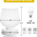 Cordless Bedside Lamp, Portable Rechargeable Table Lamps for Bedroom for Night Stands, Touch Stepless Dimmable Desk Lamp, Warm LED Bulb, Round Shape, 1 Set, White