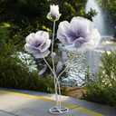 Giant Artificial Flower Decor,Oversized Gradient Organza Flower with Bendable Stem,DIY Shape Fake Flower Sculpture with Heavy Base for Wedding,Event,Party & Photo Backdrop,Store Display(purple)