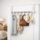 Over The Door Hooks, Door Hanger Hooks for Hanging, Over The Doors Towel Racks for Bathroom, Coat Rack Dorm Essentials (1Pack, White and Silver, Fit 1-3/4" Doors)