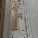 Monitor Stand with Sliding Bamboo Doors, 25 Inch Heavy Duty Wood Computer Monitor Riser, Ergonomic Desk Organizer with Storage & Keyboard Tray, Natural & white