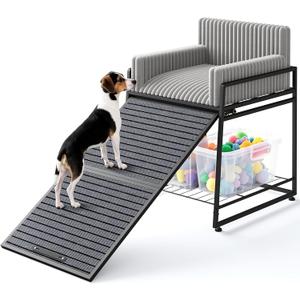 Pet Stairs Ramp with Seat,Dog Window Perch with Storage | Bunk Bed Chair with Sofa Cushion, For Bed Couch Office, Folding