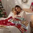 Chucoco Throw Blankets, Christmas Santa Cute Cats Luxury Ultra Soft Flannel Bed Blanket Blossoms Poinsettia Fir Tree Leaf Red Berry Cozy Warm Fleece Cover for Sofa Couch Chair 50"x60"